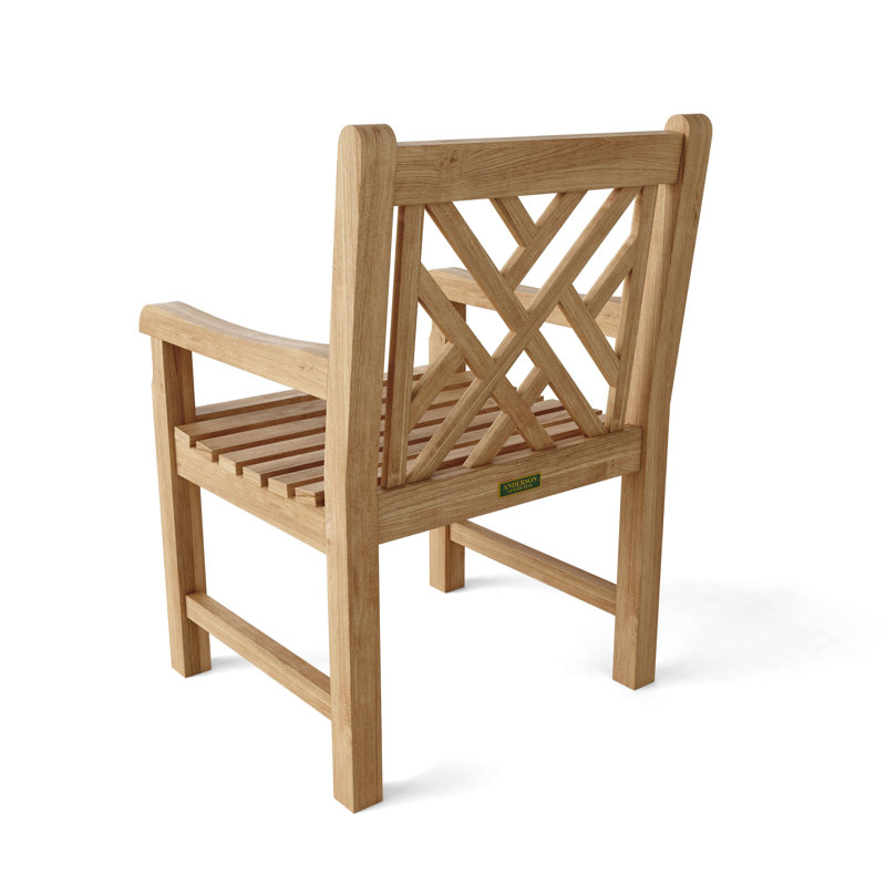 Vilano Teak Outdoor Dining Armchair with Crisscross Back