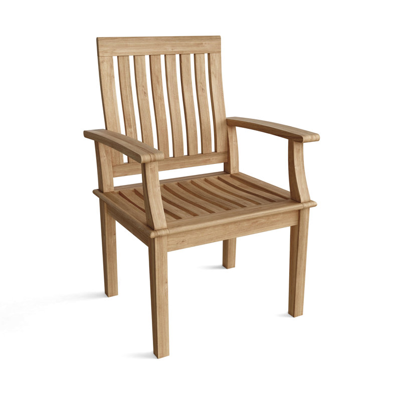 Brianna Teak Outdoor Dining Armchair with Curved Back