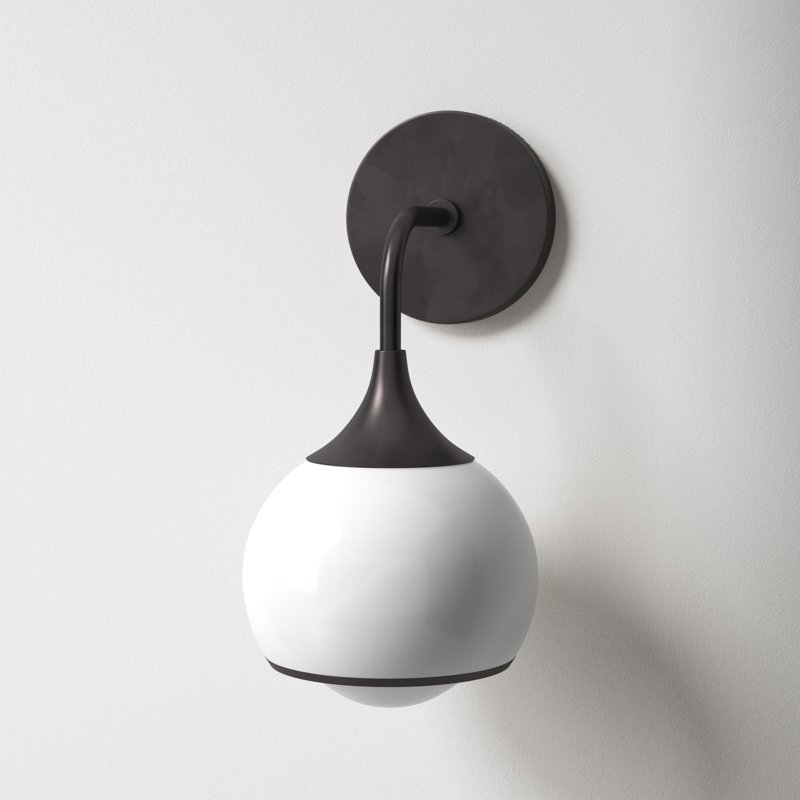 Bronze and Opal White Glass Dimmable Wall Sconce