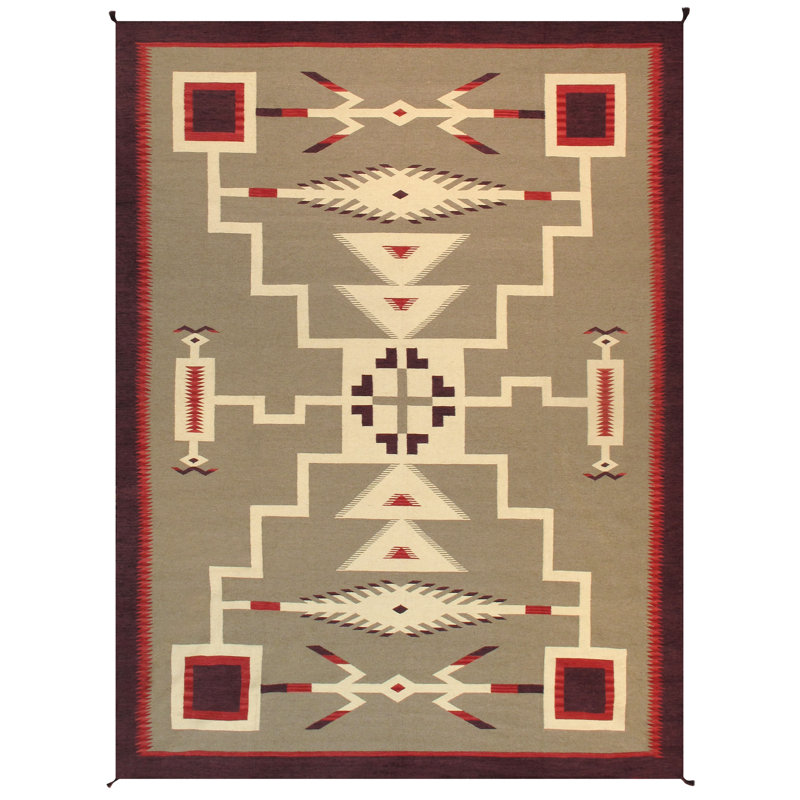 Tuscany Hand-Knotted Light Brown Wool Geometric Rug 9' x 12'
