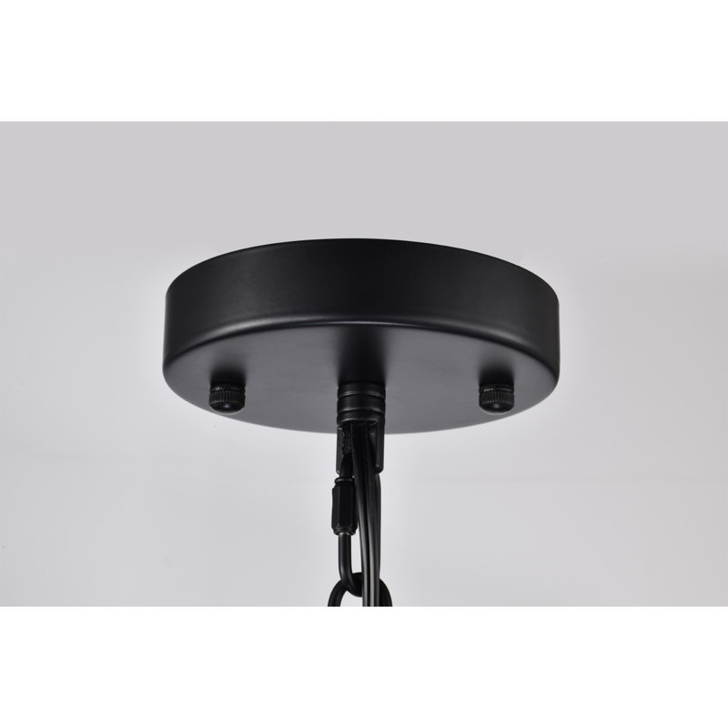 Black and Wood Grain 9-Light Wagon Wheel Chandelier