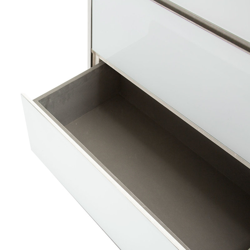 State St. Contemporary 4-Drawer Dresser in Glossy White with Soft Close