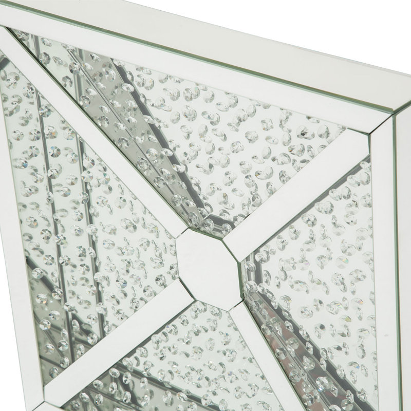Montreal Square Wood and Glass Mirror with Crystal Accents