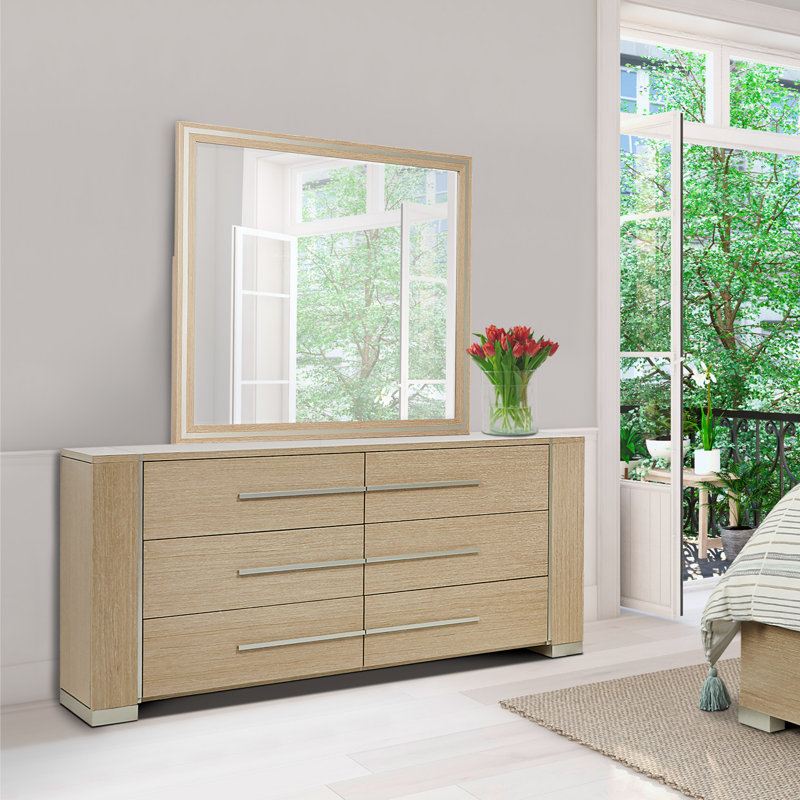 Beige Washed Oak Full Length Rectangular Wall Mirror
