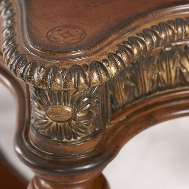 Valencia Classic Chestnut Birch Writing Desk with Marble Accents