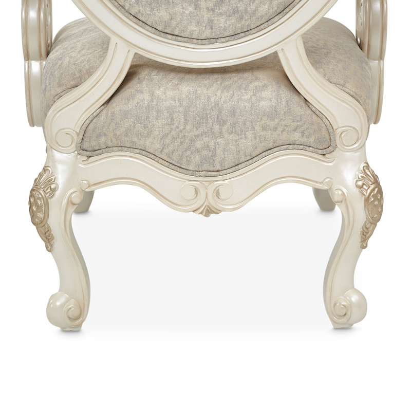 Elegant Beige Leather & Wood Handcrafted Traditional Accent Chair