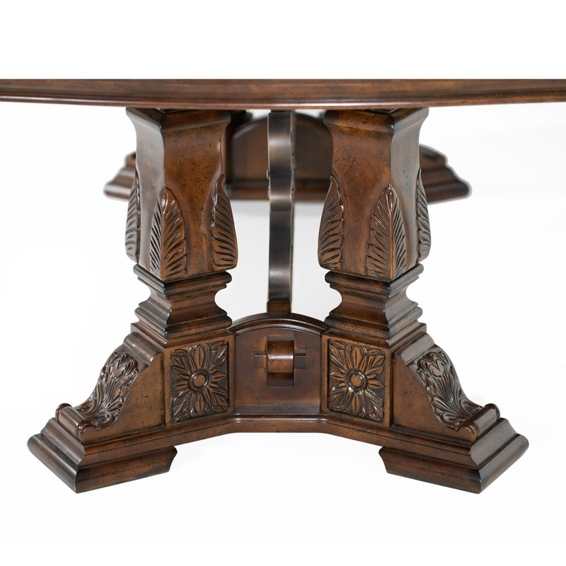 Vintage Fruitwood Rectangular Extendable Dining Table with Urn Trestle Legs