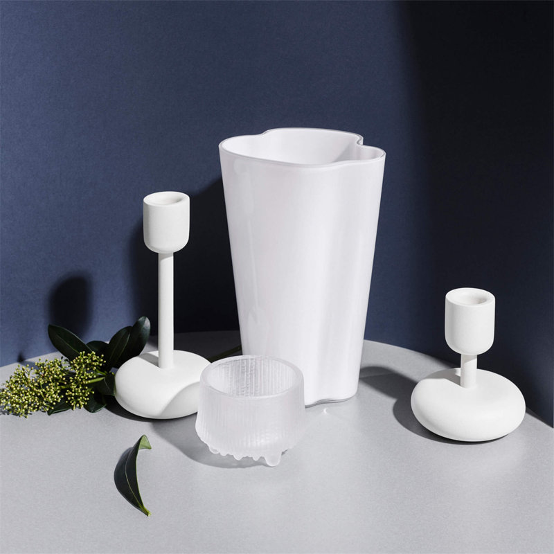 Aalto Inspired 8.66" Wavy Glass Vase for Tabletop Decor