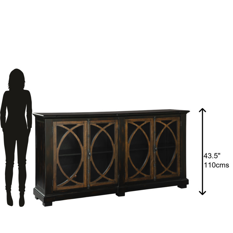 Brown Mahogany Four-Door Entertainment Cabinet