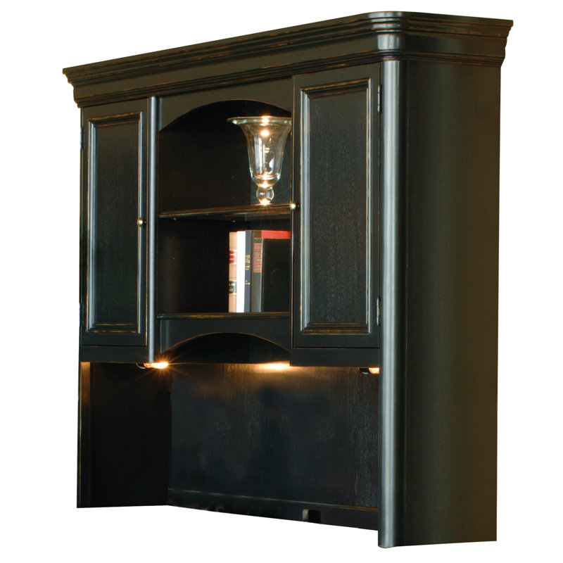 Louis Philippe Distressed Hardwood Executive Desk Hutch