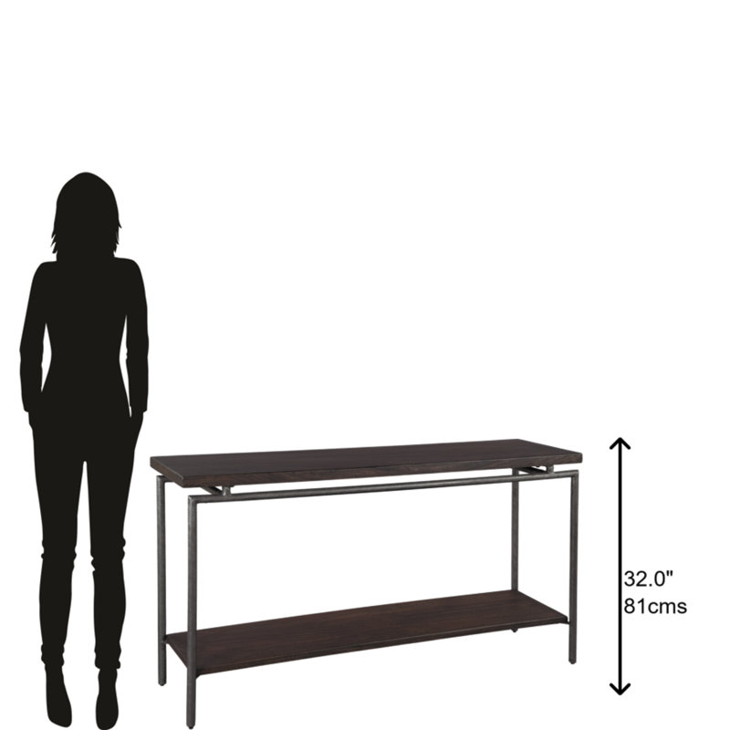 Industrial Black and Brown Rectangular Console Table with Storage