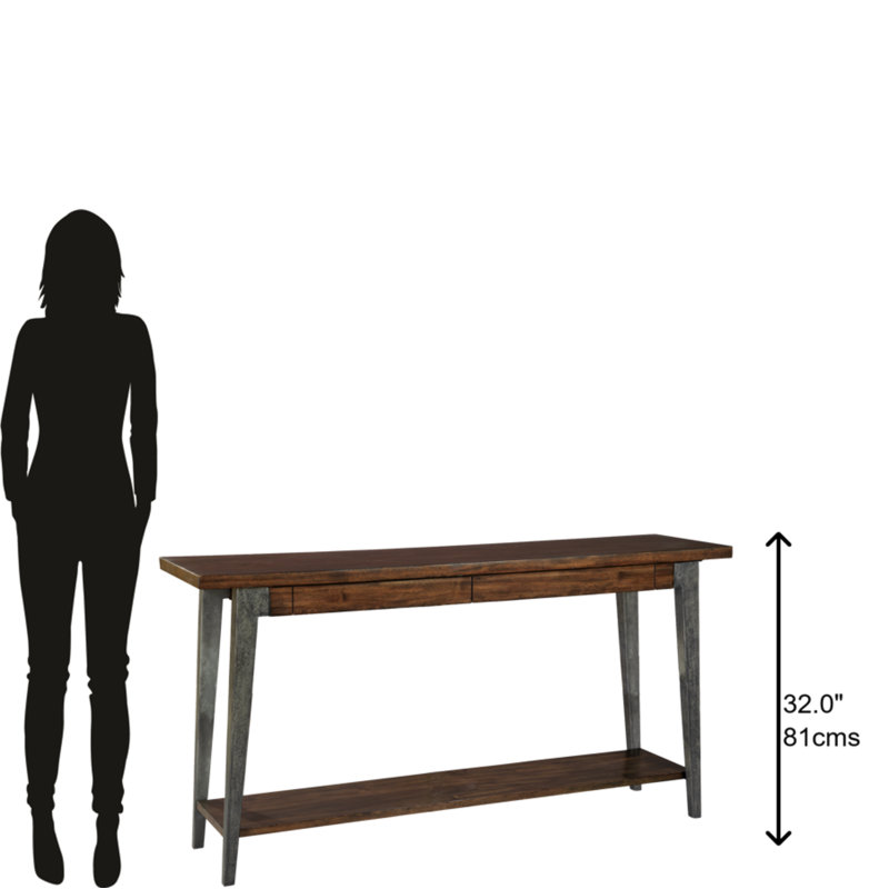 Monterey Point 68'' Black and Gray Wood Metal Console Table with Storage