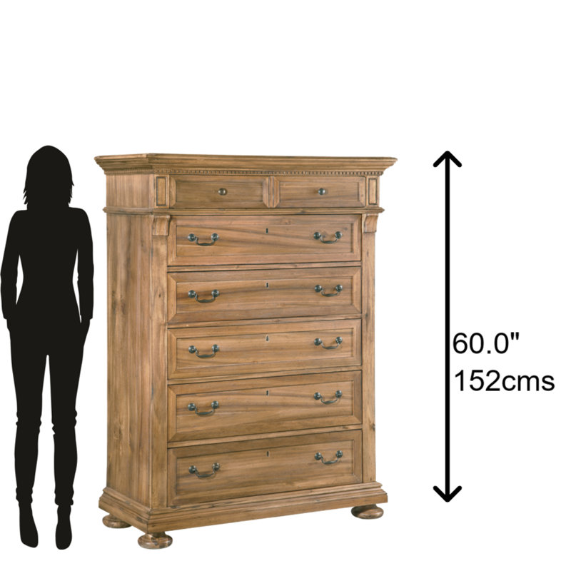 Farmhouse Beige Acacia Wood 7-Drawer Traditional Dresser