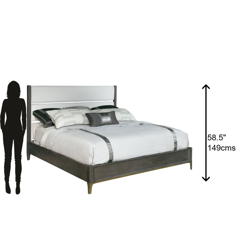 Edgewater King Size Brown and White Linen Upholstered Bed