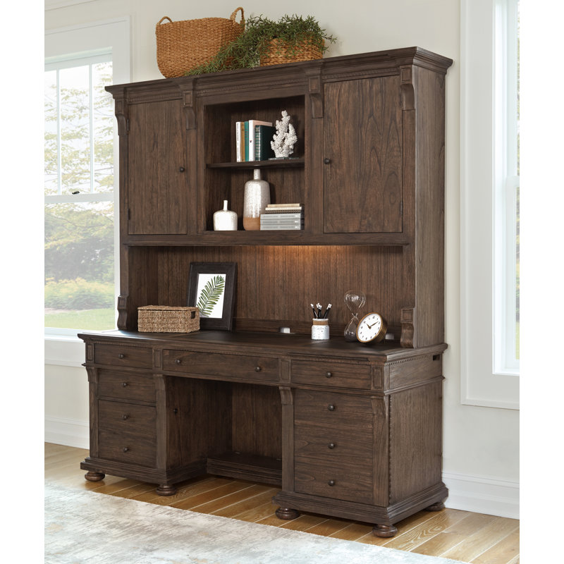 Wellington Estates Brown Executive Desk with Filing Drawer