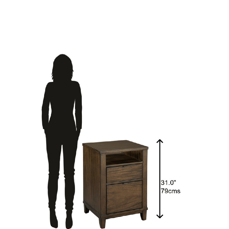 Transitional Oak Park 20" Brown Acacia 2-Drawer File Cabinet