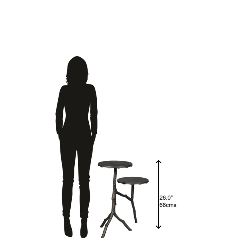 Transitional Twin-Twig 12'' Black/Brown Round Metal & Wood Table