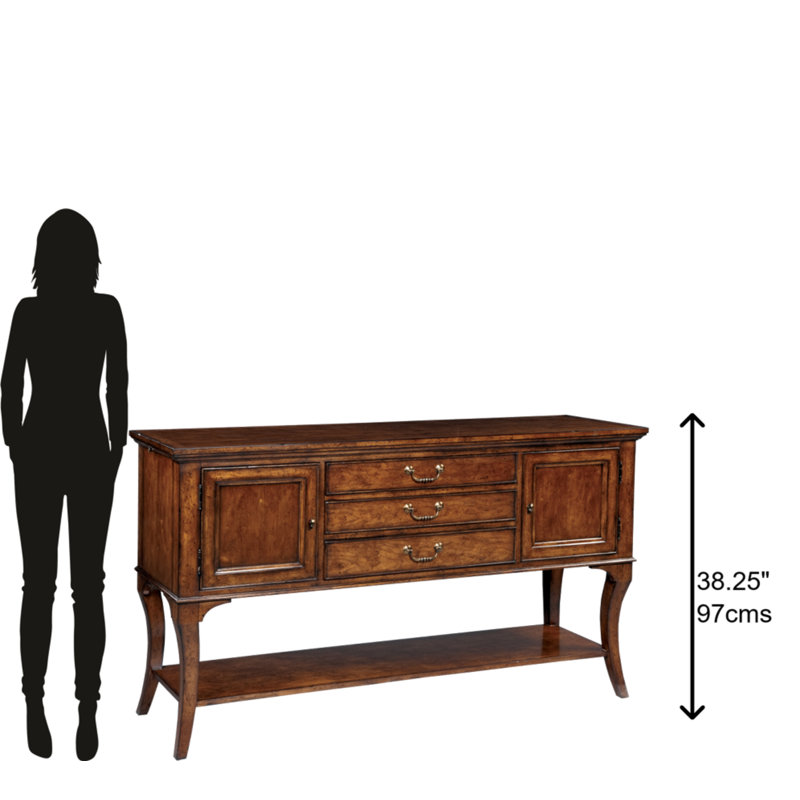 Traditional Macadamia Brown 66" Wide Storage Server with Brass Hardware