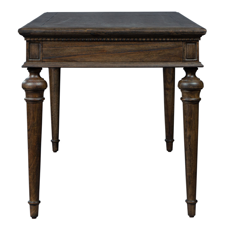 Traditional Brown Wood Home Office Desk with Drawers
