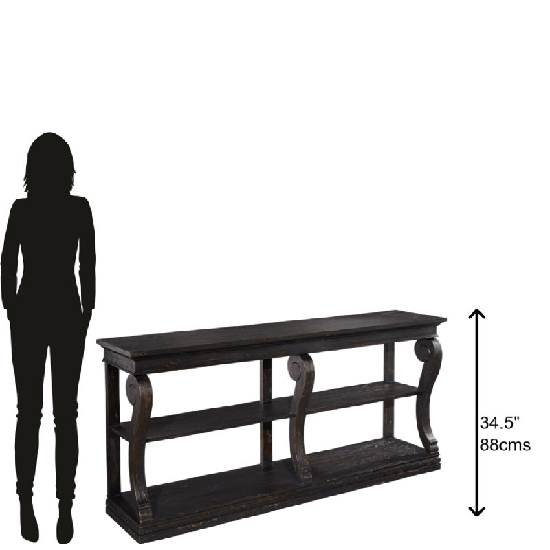 Elegant Traditional Black Mirrored Console Table with Storage