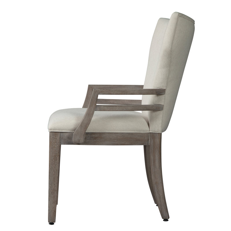 Sedona Grey Linen Upholstered Arm Chair with Wood Frame