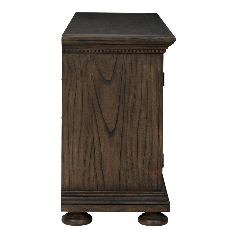 Wellington Java 72'' Traditional Brown TV Stand with Glass Doors