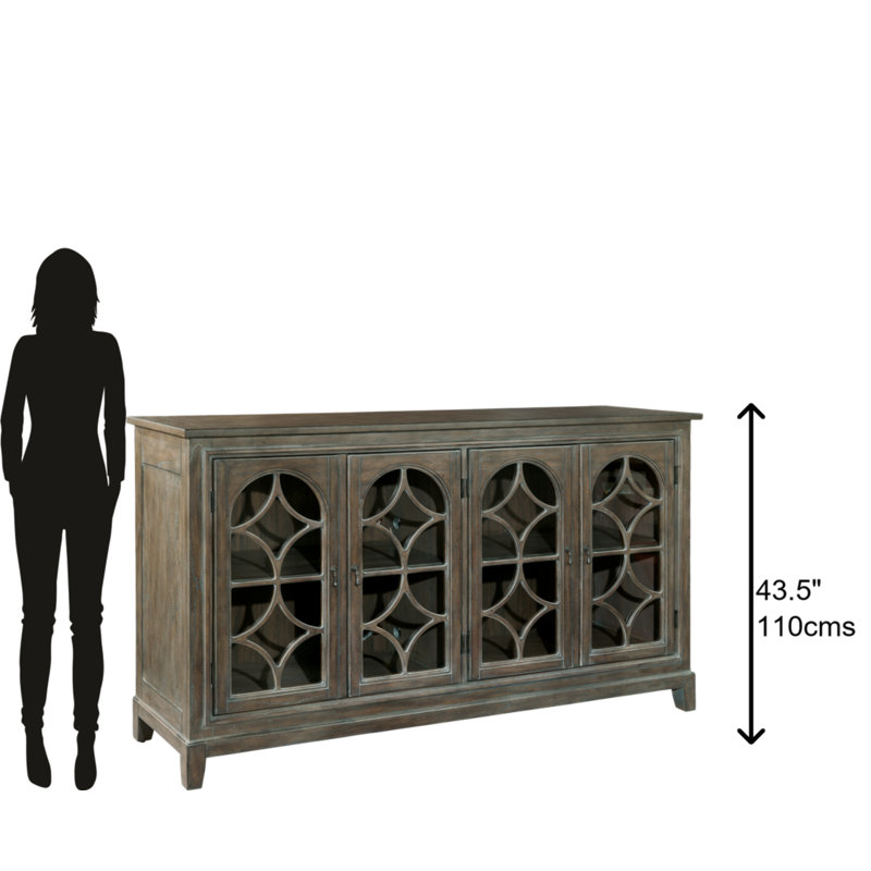 Gray Transitional Wood Entertainment Console with Cabinet