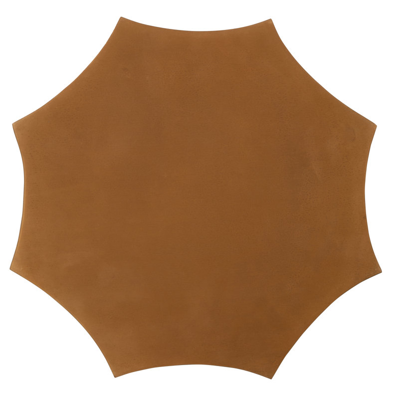 Transitional Fluted Metal & Wood Octagonal Side Table, Brown