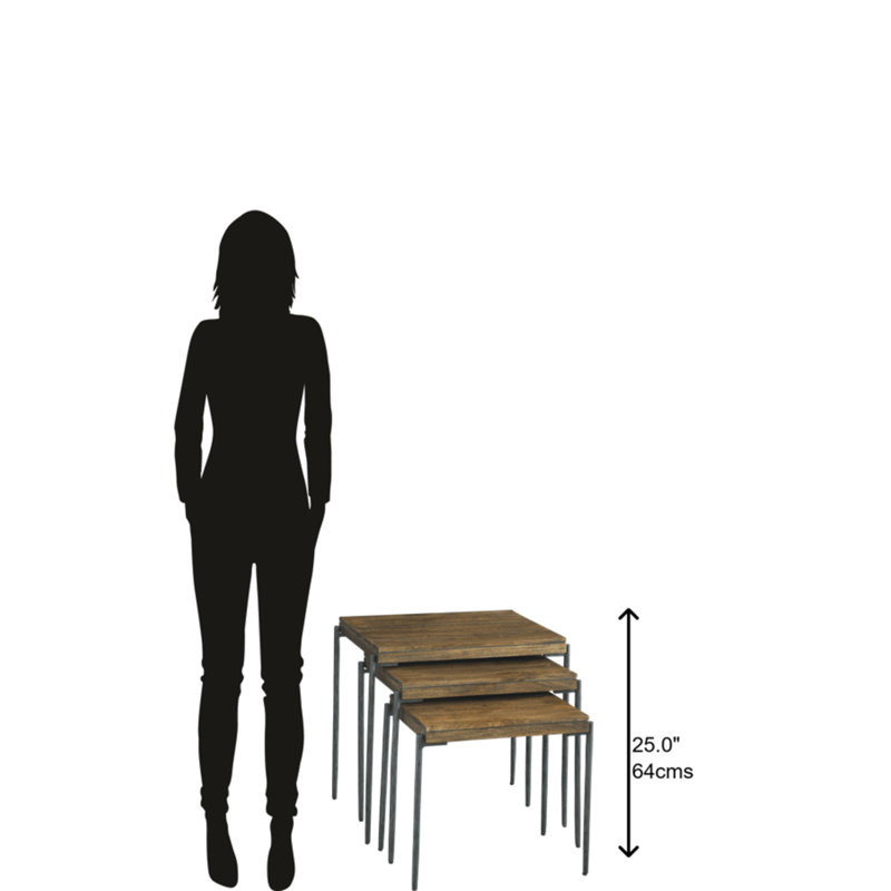 Transitional Brown Wood & Metal 24" Nesting Tables Set