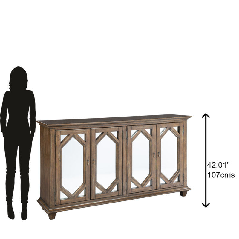 Nut Brown Acacia 72'' Transitional Media Console with Gold Accents
