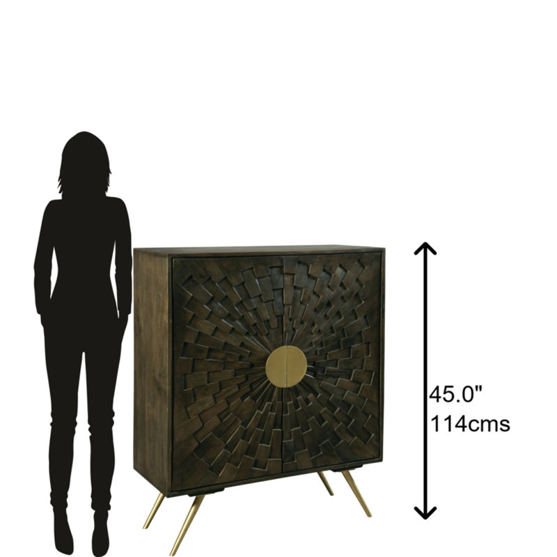 Transitional Black and Brown 36'' Office Accent Cabinet