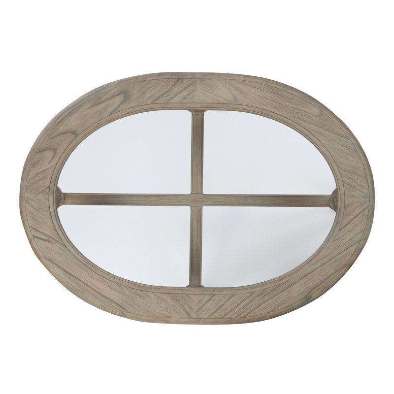 Gray and Black Oval Wood Glass Cocktail Table