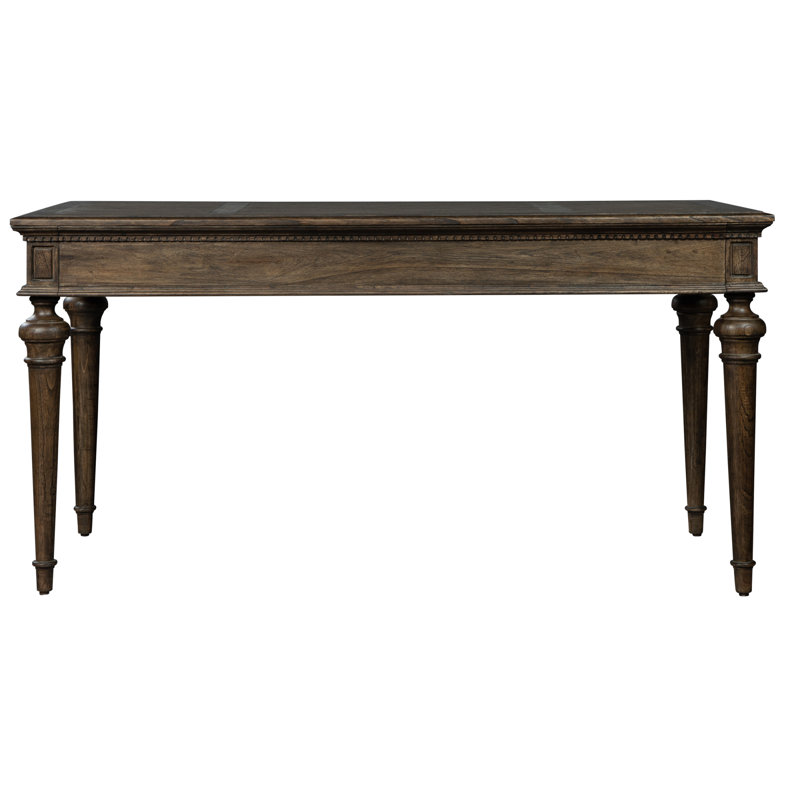 Traditional Brown Wood Home Office Desk with Drawers