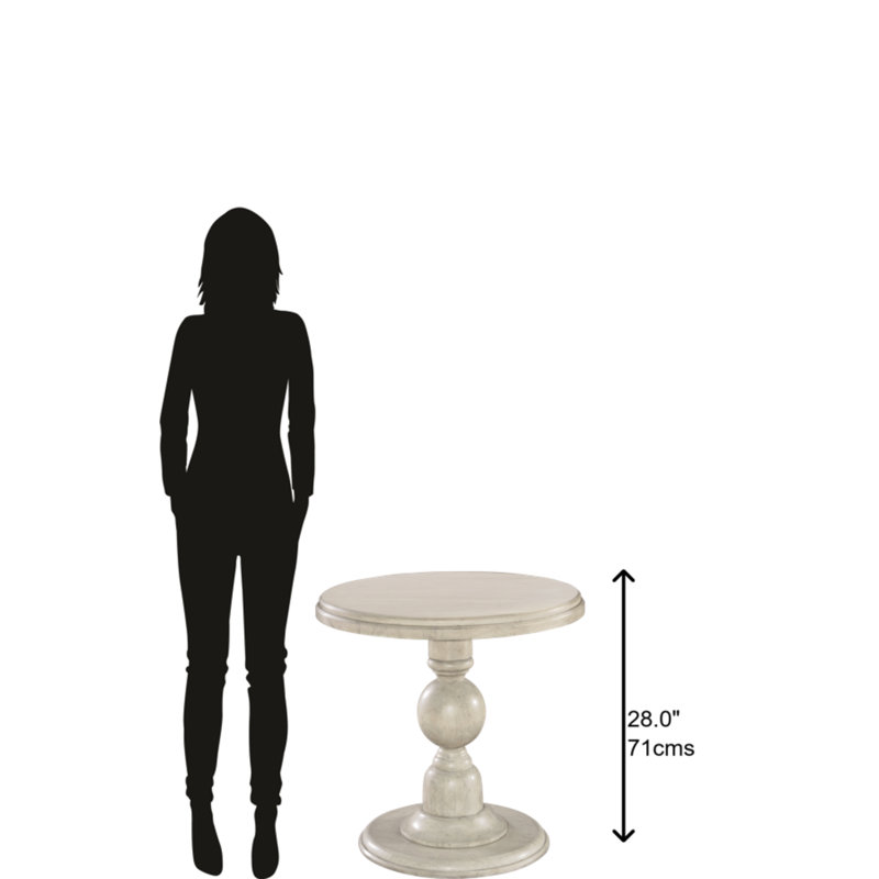 Traditional Linen White Round Wood End Table 28"