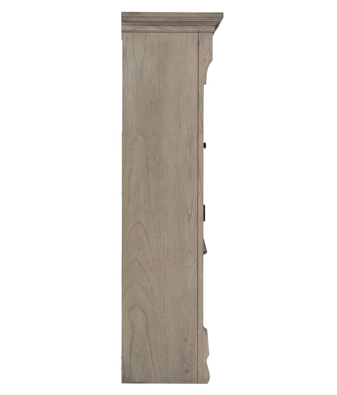Gray Wood Executive Desk with Hutch and Filing Cabinet