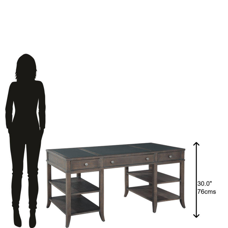 Davida Gray-Brown Executive Home Office Desk with Drawers