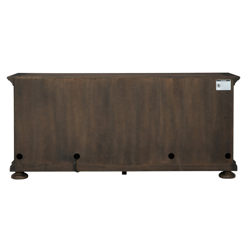 Wellington Java 72'' Traditional Brown TV Stand with Glass Doors