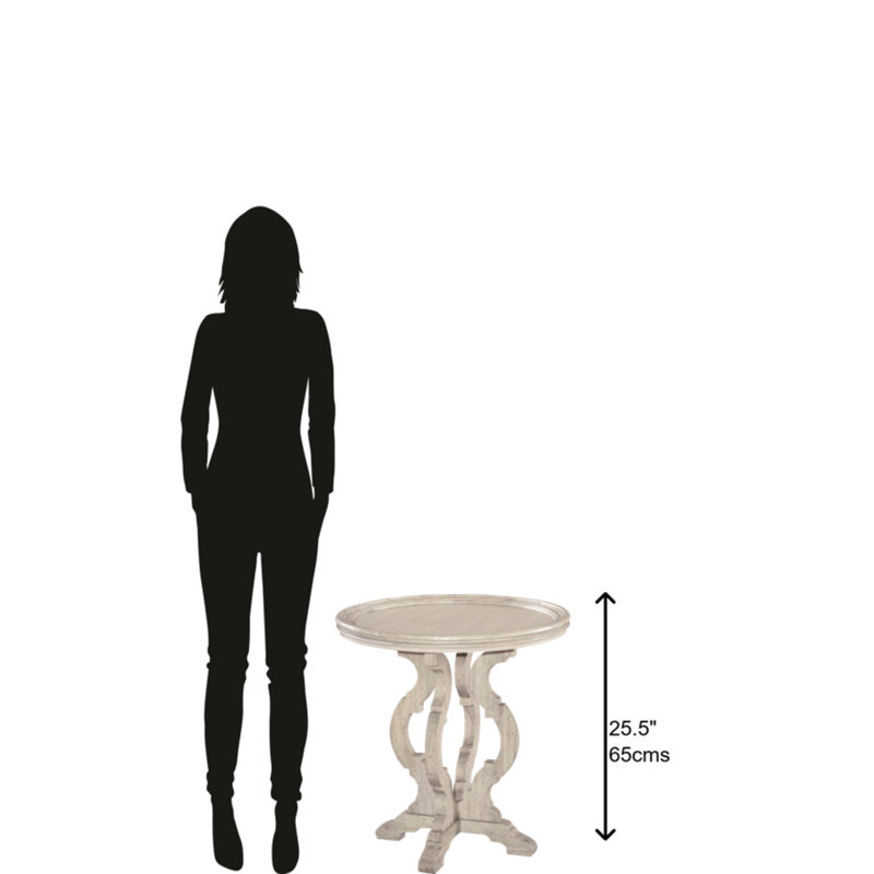 Traditional Round White Wood and Metal Side Table with Storage