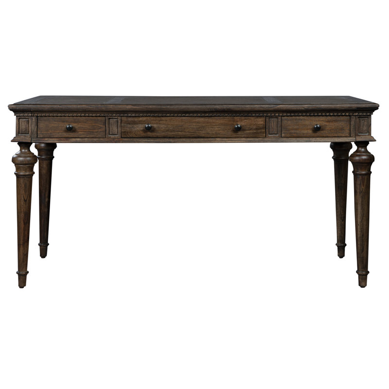 Traditional Brown Wood Home Office Desk with Drawers