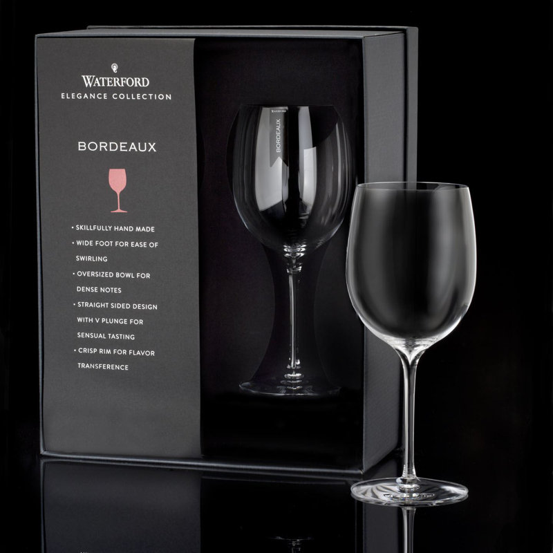 Elegance Hand-Made Crystal Wine Glass Set, 21.9 oz, Clear