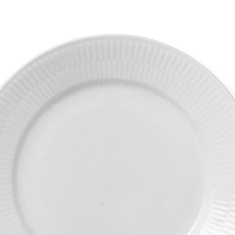 White Handcrafted Porcelain Ribbed Salad Plate