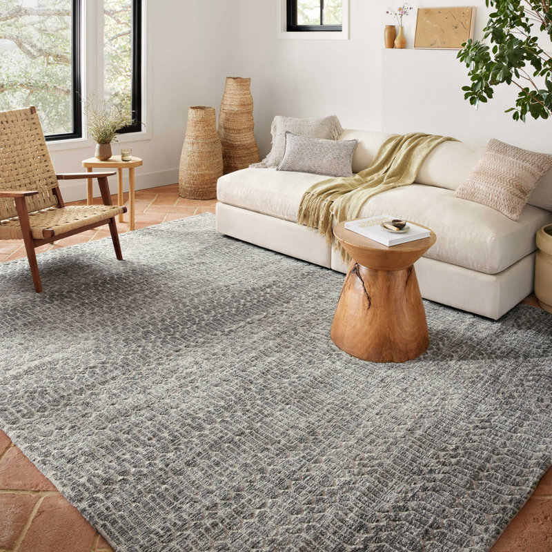 Neda Ivory Charcoal Geometric Performance Rug 8'6" x 12'