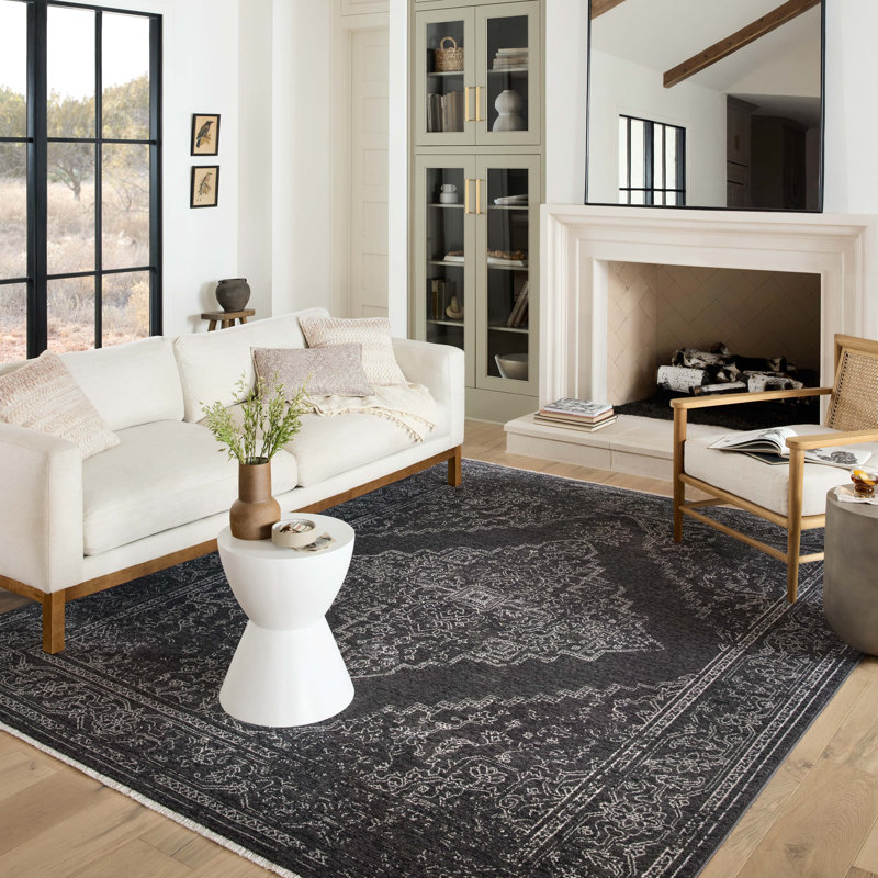Charcoal Dove 94" x 120" Synthetic Rectangular Area Rug