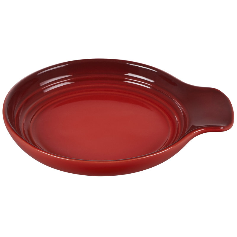 Cerise Red Ceramic Spoon Rest for Kitchen Utensils