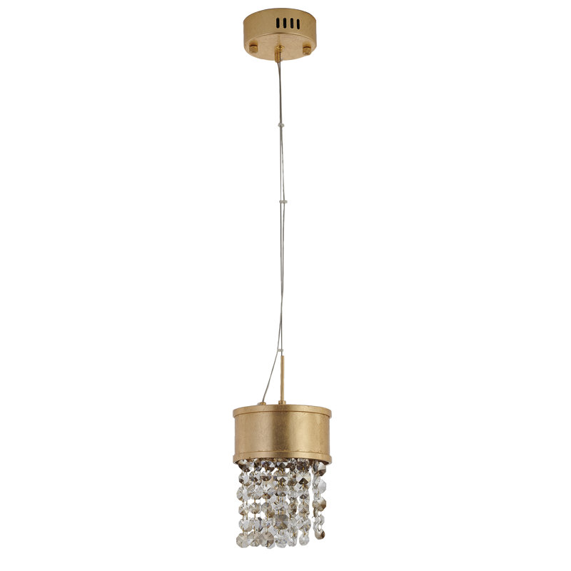 Gold Crystal LED Single Pendant Light Fixture