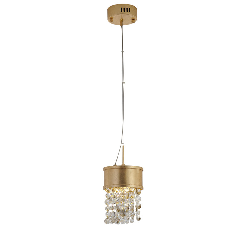 Gold Crystal LED Single Pendant Light Fixture