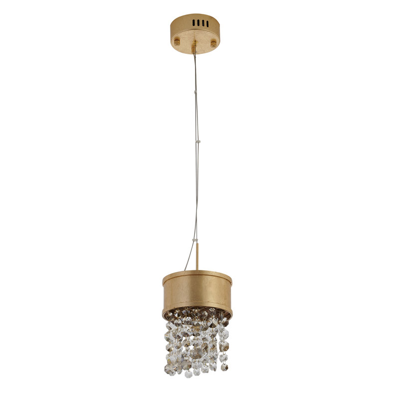 Gold Crystal LED Single Pendant Light Fixture