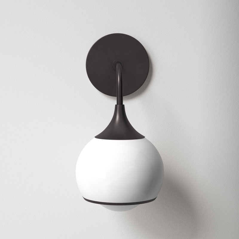 Bronze and Opal White Glass Dimmable Wall Sconce