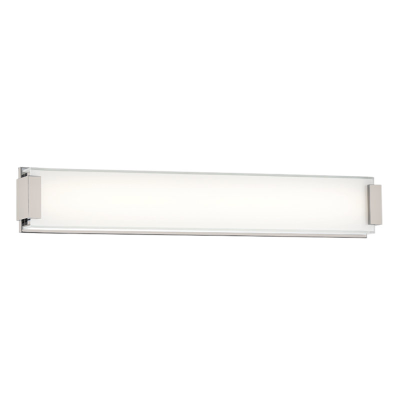 Brushed Nickel Dimmable LED Bath Bar with Frosted Glass
