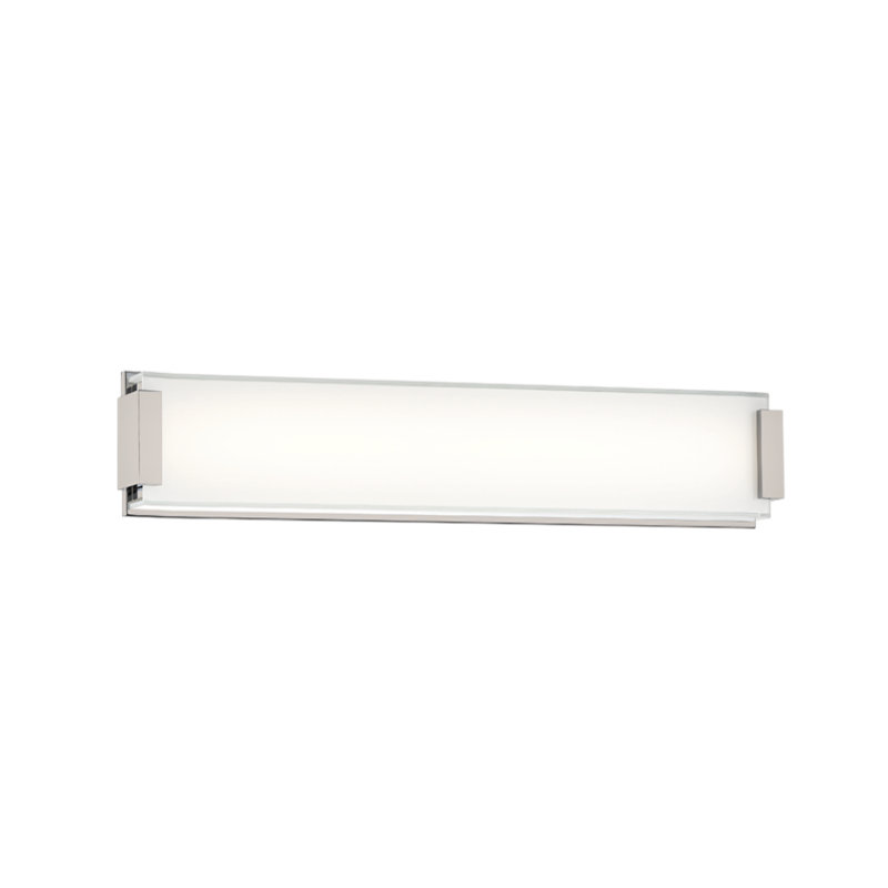 Brushed Nickel Dimmable LED Bath Bar with Frosted Glass
